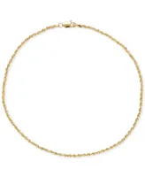 Solid Fine Rope Ankle Bracelet in 14k Gold