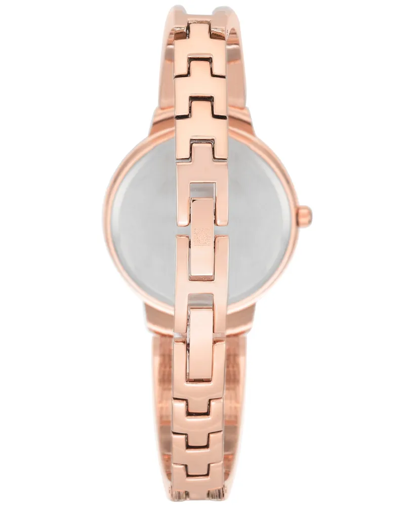 Anne Klein Women's Diamond Accent Rose Gold-Tone Stainless Steel Bracelet Watch 30mm