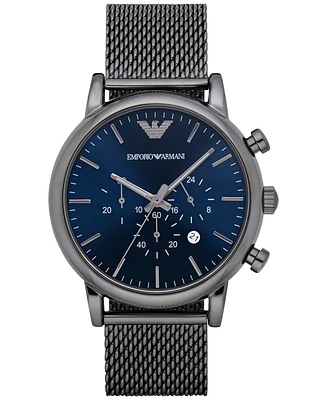 Emporio Armani Men's Chronograph Gunmetal Stainless Steel Mesh Bracelet Watch 46mm AR1979