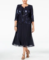 Alex Evenings Plus Sequined Chiffon Dress and Jacket