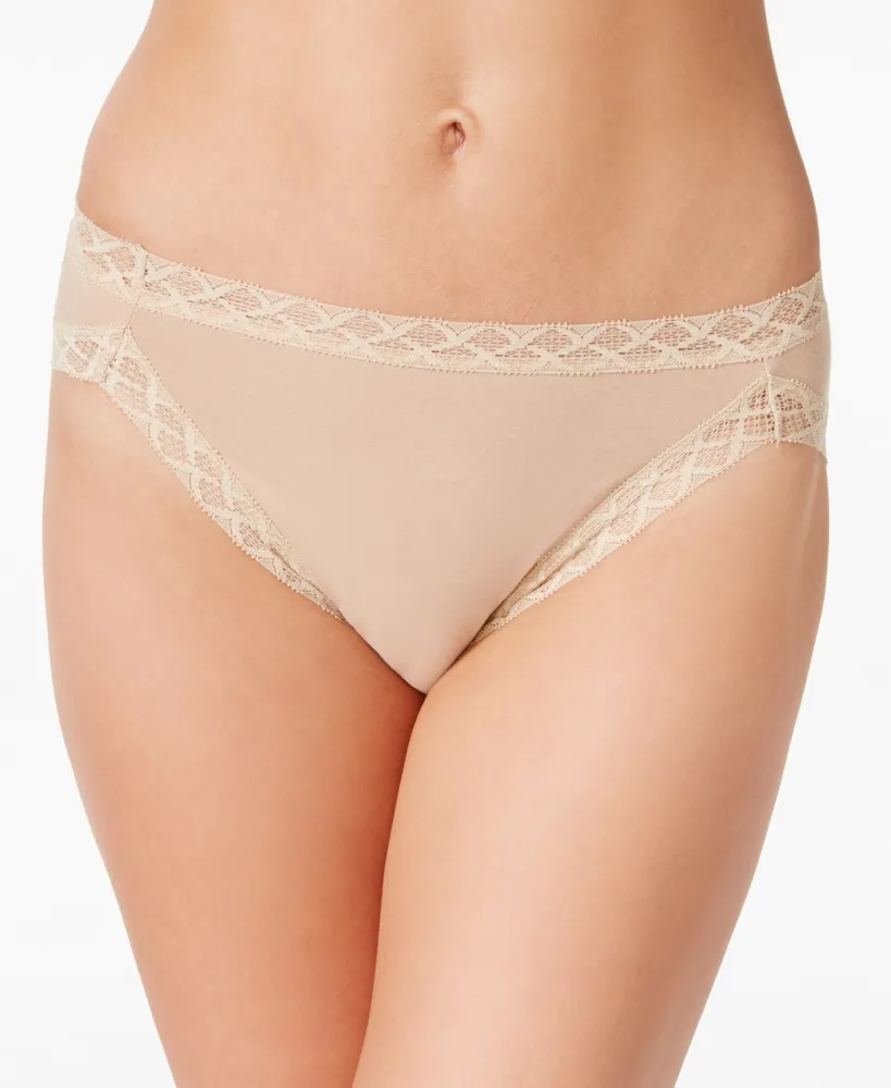 Natori Bliss Lace-Trim Cotton French-Cut Brief Underwear 152058