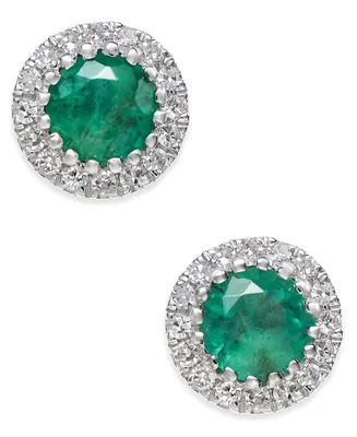 Sapphire (5/8 ct. t.w.) and Diamond (1/10 Stud Earrings 14k White Gold (Also Available Ruby Emerald)