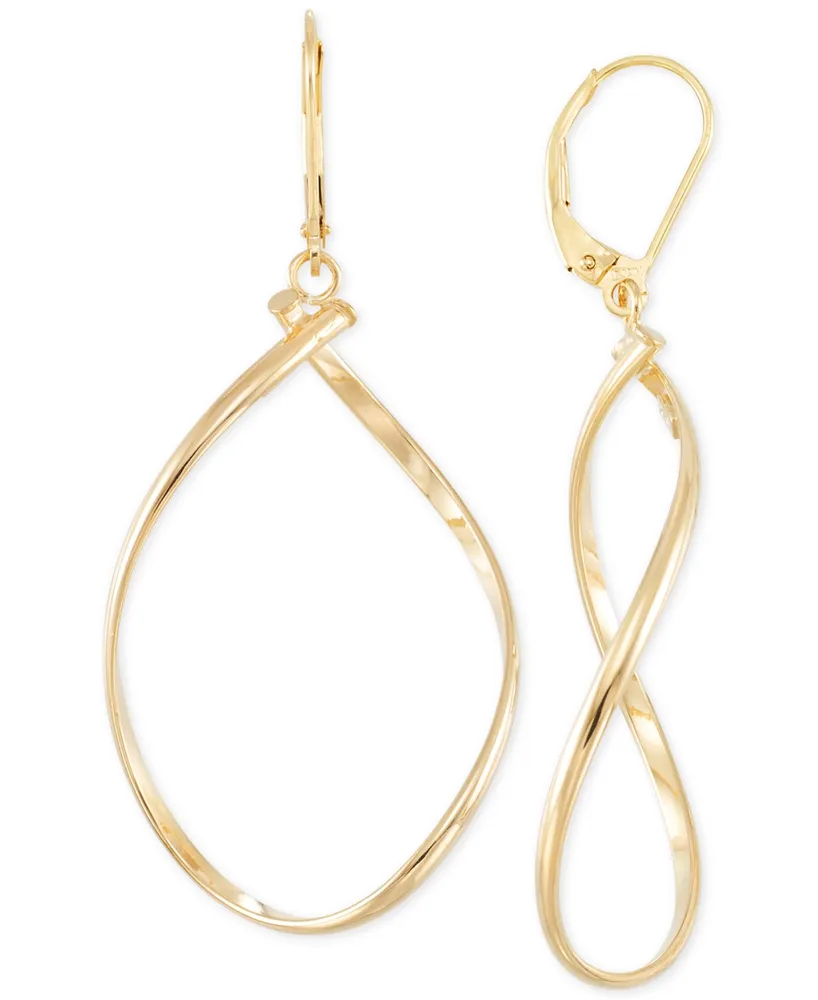 Italian Gold Polished Twist Illusion Drop Earrings in 14k Gold