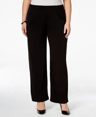 Ny Collection Plus Pull-On Wide-Leg Pants