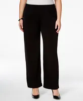 Ny Collection Plus Size Pull-On Wide-Leg Pants