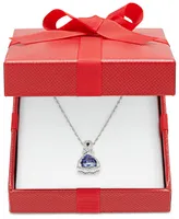 Tanzanite (1-1/10 ct. t.w.) and Diamond (1/4 ct. t.w.) Triangle 18" Pendant Necklace in 14k White Gold