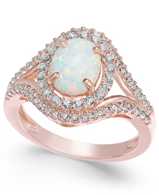 Lab-Grown Opal (1 ct. t.w.) and White Sapphire (3/4 14k Rose Gold-Plated Sterling Silver