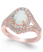 Lab-Grown Opal (1 ct. t.w.) and White Sapphire (3/4 14k Rose Gold-Plated Sterling Silver