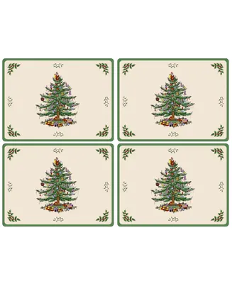 Spode Table Linens, Set of 4 Christmas Tree Placemats Cork Back