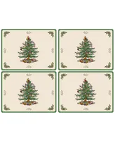 Spode Table Linens, Set of 4 Christmas Tree Placemats Cork Back