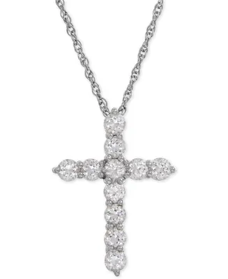 Lab-Grown White Sapphire Cross Pendant Necklace (1-1/2 ct. t.w.) in Sterling Silver