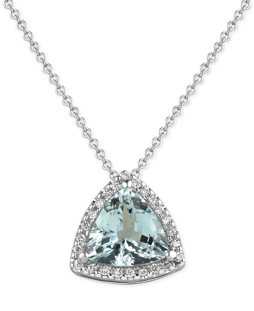 Aquamarine (1-1/2 ct. t.w.) and Diamond (1/8 ct. t.w.) Pendant Necklace in 14k White Gold