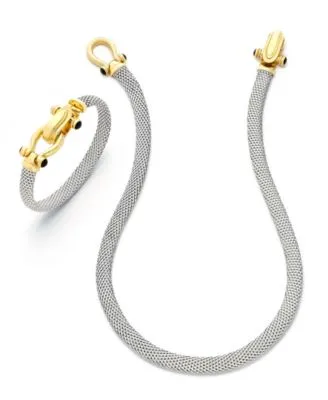 Italian Gold Horseshoe Necklace Bangle Set In 14k Gold Over Sterling Silver
