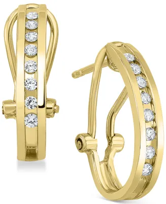 Diamond J-Hoop Earrings (1/4 ct. t.w.) Sterling Silver or 14K Gold-Plated