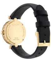 Gucci Women's Swiss Diamantissima Black Leather Strap Watch 27mm