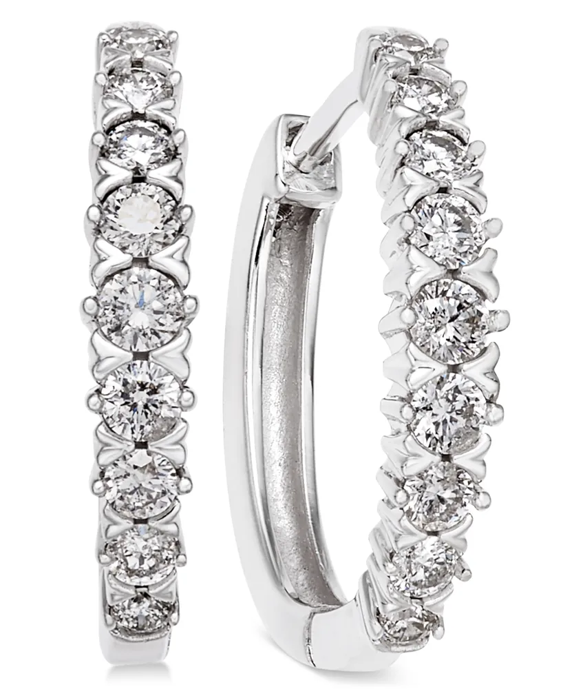 Diamond Hoop Earrings (1/2 ct. t.w.) in 14k White Gold