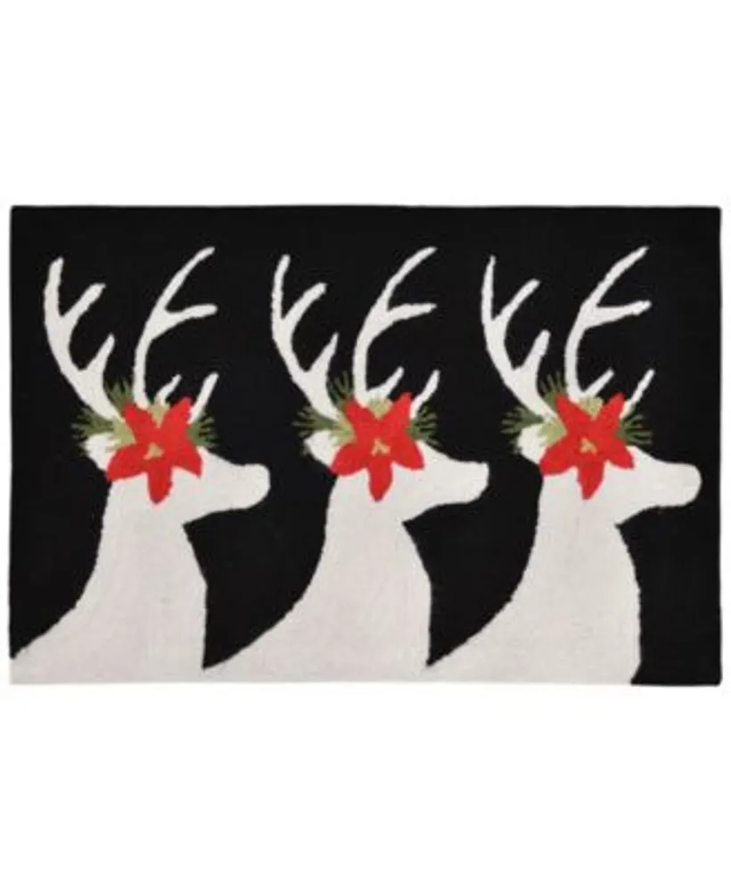 Liora Manne Front Porch Indoor Outdoor Reindeer Black Area Rug