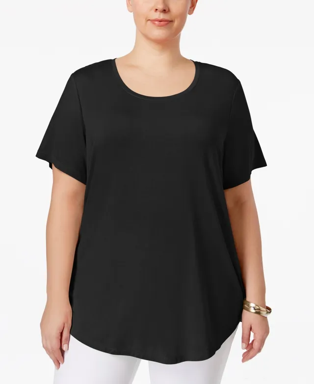 Jm Collection Plus 3/4-Sleeve Cold-Shoulder Top, Created for Macy's
