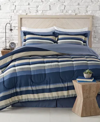 Austin Stripe/Solid Reversible 8 Pc. Comforter Set, Exclusively at Macy's