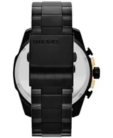 Diesel Men's Chronograph Mega Chief Black Ion-Plated Stainless Steel Bracelet Watch 51x59mm DZ4338