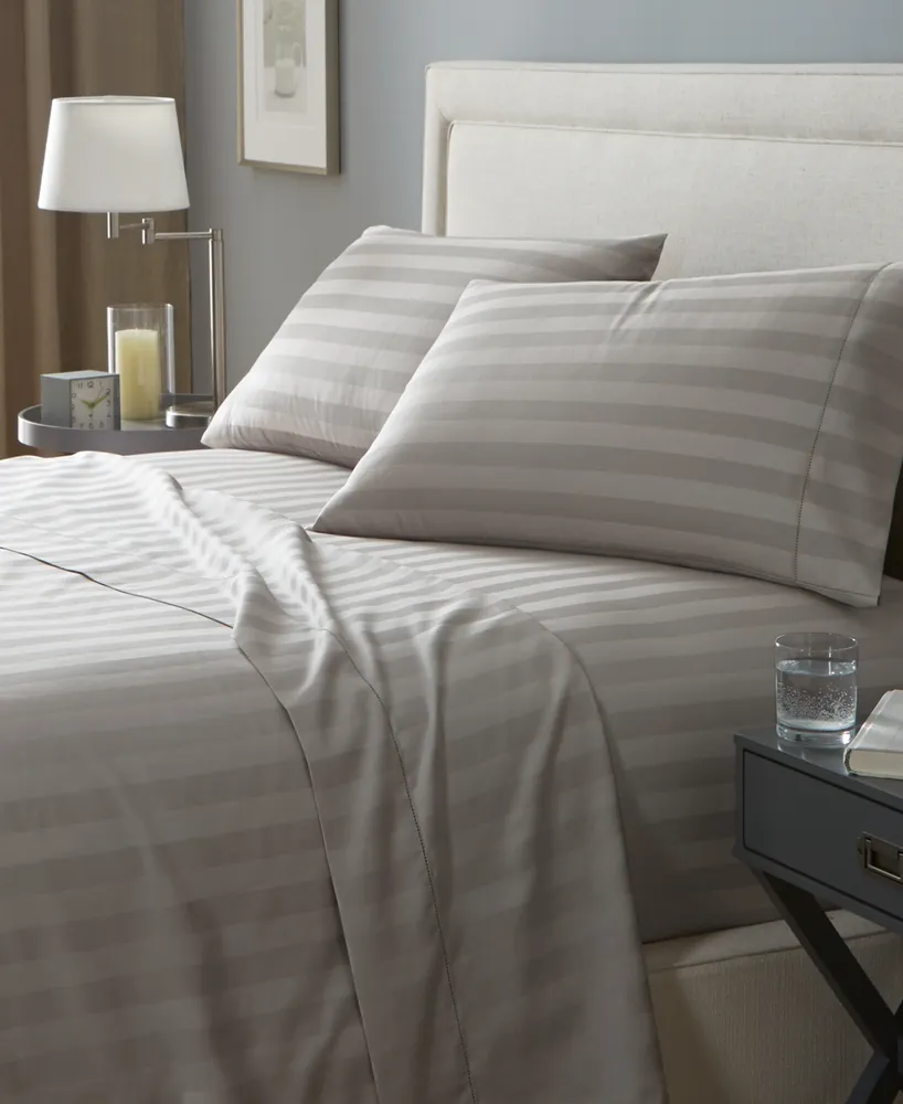 Charter Club Damask Stripe Queen 4-Pc Sheet Set, 550 Thread Count 100% Cotton, Created for Macy's