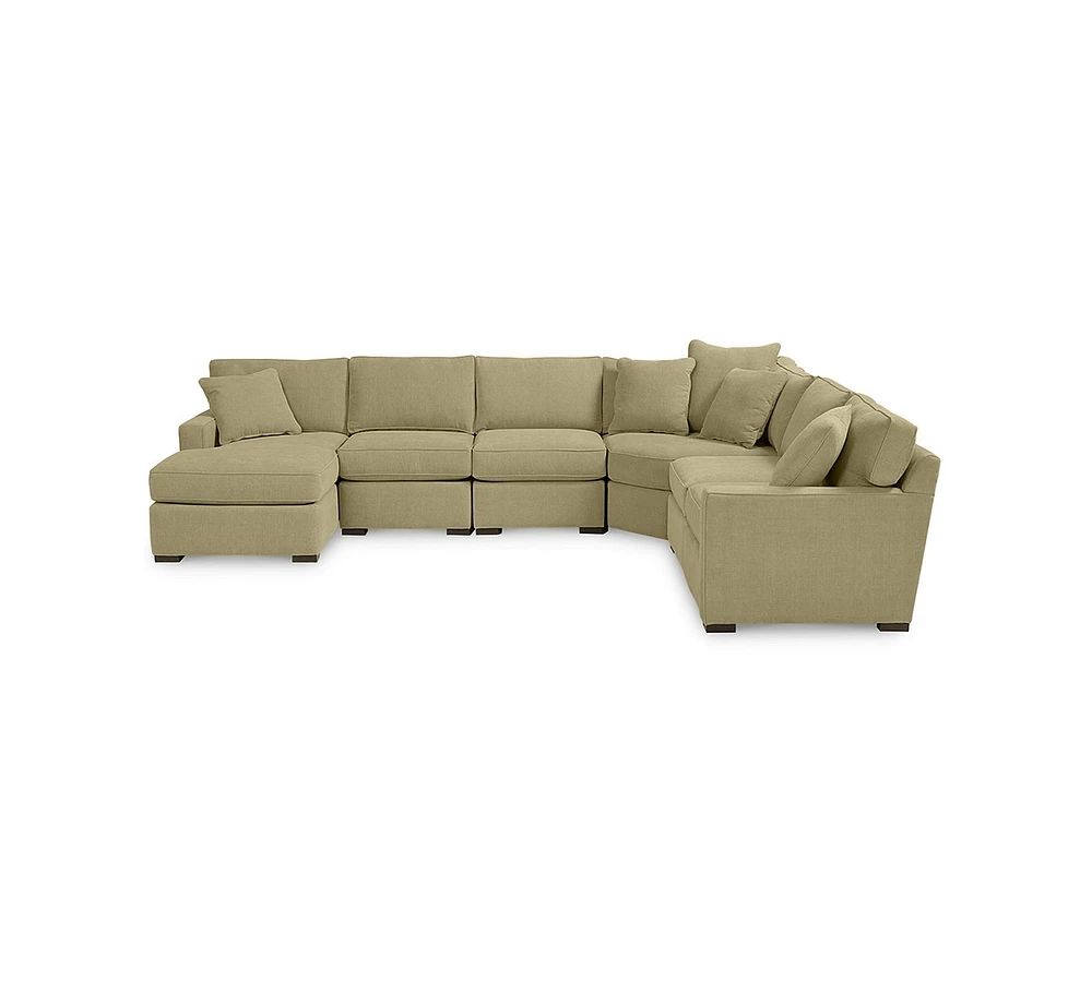 Radley Fabric 6-Piece Chaise Sectional with Wedge, Created for Macy's