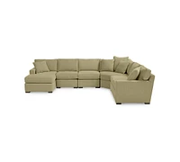 Radley Fabric 6-Piece Chaise Sectional with Wedge, Created for Macy's