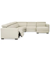 Nevio 6-pc Leather Sectional Sofa with Chaise, Power Recliners and Articulating Headrests