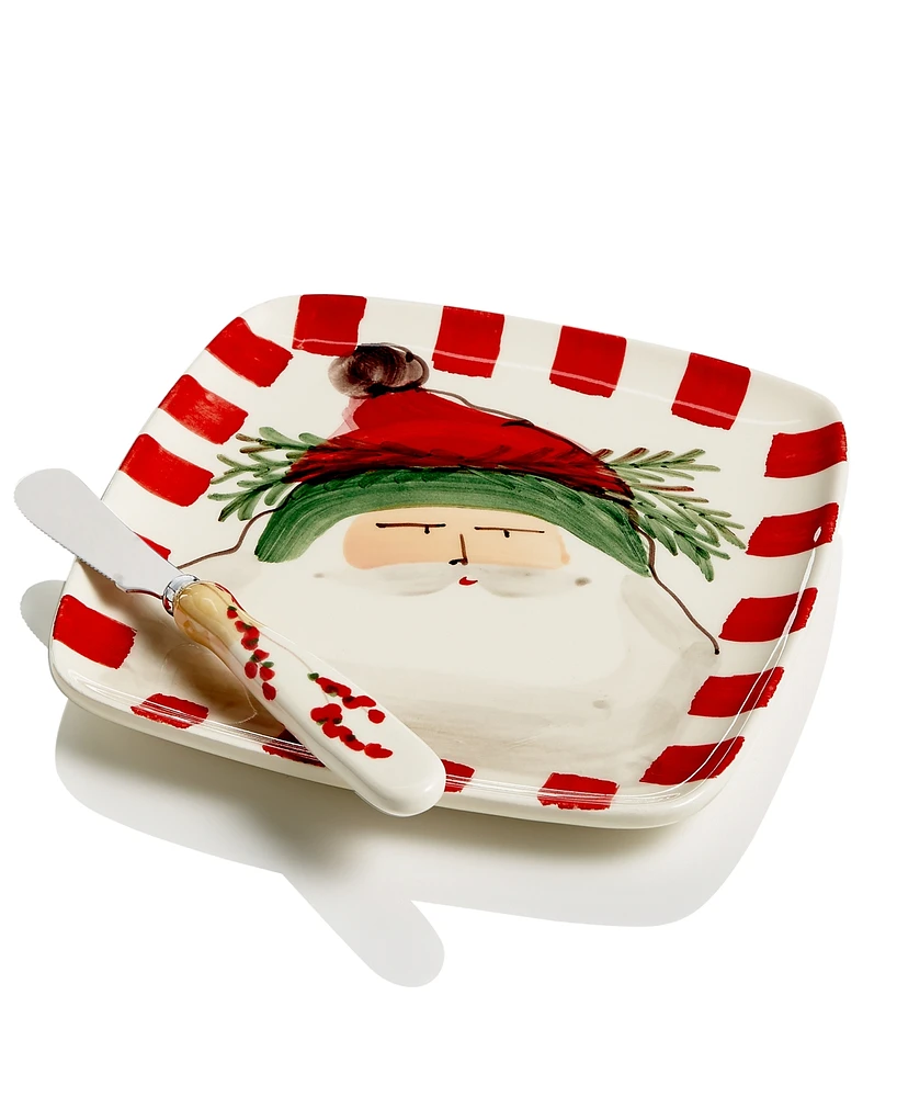 Vietri Old St. Nick 2-Pc. Square Plate Set With Spreader