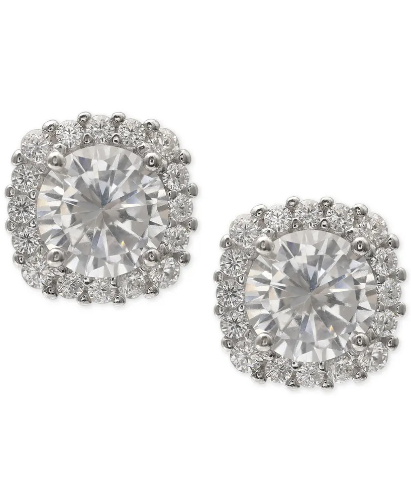 Giani Bernini Cubic Zirconia Halo Stud Earrings in Sterling Silver, Created for Macy's