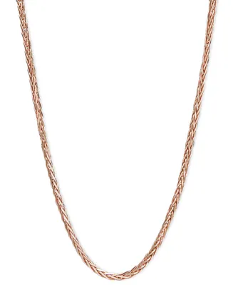 14k Rose Gold Necklace, 16" Diamond Cut Wheat Chain (9/10mm)