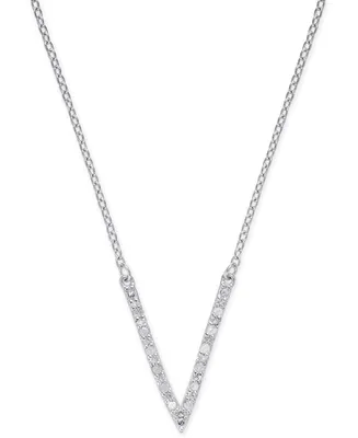 Diamond "V" Necklace (1/10 ct. t.w.) in Sterling Silver