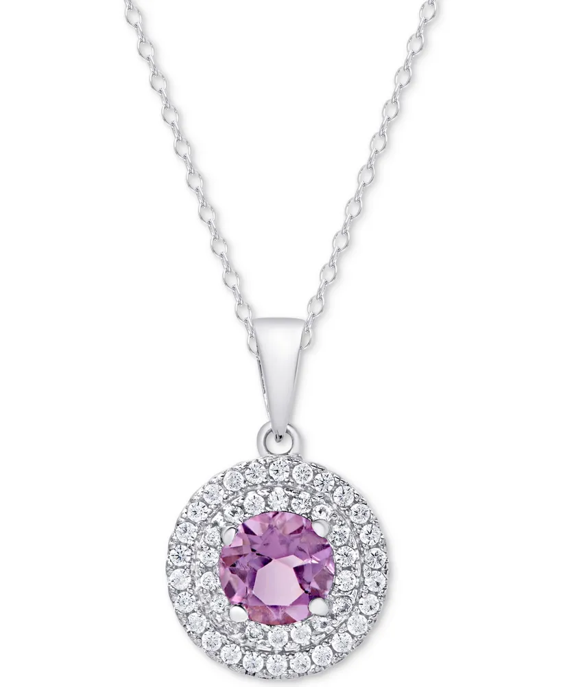 Amethyst (1-1/3 ct. t.w.) & White Topaz (3/8 ct. t.w.) Pendant Necklace in Sterling Silver