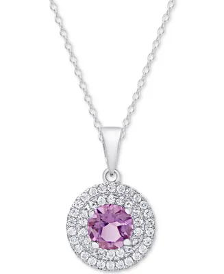 Amethyst (1-1/3 ct. t.w.) & White Topaz (3/8 ct. t.w.) Pendant Necklace in Sterling Silver