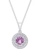 Amethyst (1-1/3 ct. t.w.) & White Topaz (3/8 ct. t.w.) Pendant Necklace in Sterling Silver