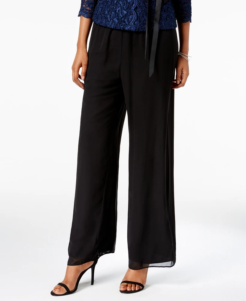 Alex Evenings Petite Chiffon Palazzo Pants