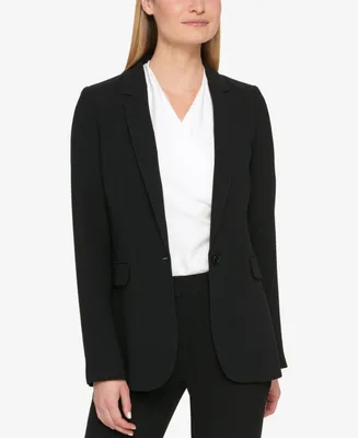 Dkny Petite Pick-Stitch Single-Button Blazer, Created for Macy's