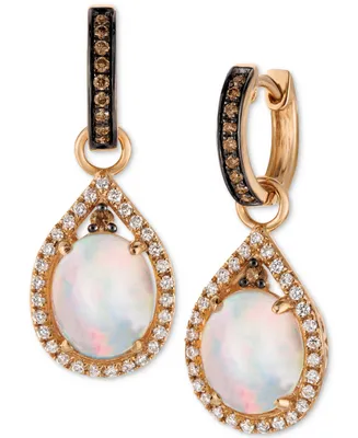 Le Vian Chocolatier Neopolitan Opal (2-3/8 ct. t.w.) and Diamond (5/8 ct. t.w.) Drop Earrings in 14K Rose Gold