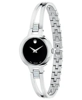 Movado Women's Swiss Amorosa Diamond-Accent Stainless Steel Bangle Bracelet Watch 24mm