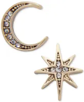lonna & lilly Gold-Tone Moon & Stars Mismatch Earrings