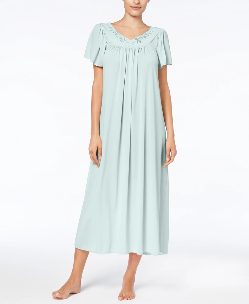 Miss Elaine Embroidered Tricot Long Nightgown