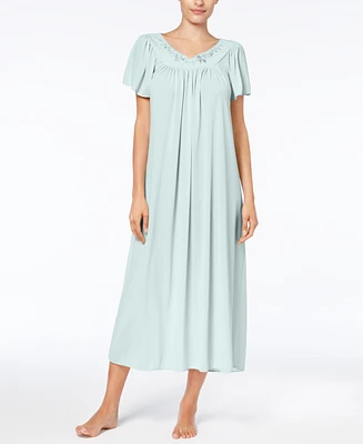 Miss Elaine Embroidered Tricot Long Nightgown