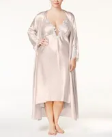 Flora By Flora Nikrooz Plus Size Satin Stella Gown Robe Separates Lingerie