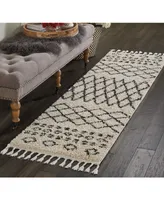 Closeout! Nourison Home Moroccan Shag MRS02 Cream 2'2" x 8'1" Runner Rug