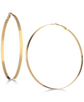 Guess 3-3/4" Flat-Edge Hoop Earrings