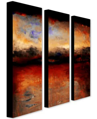 Michelle Calkins 'Red Skies at Night' Canvas Art Set - 32" x 10"