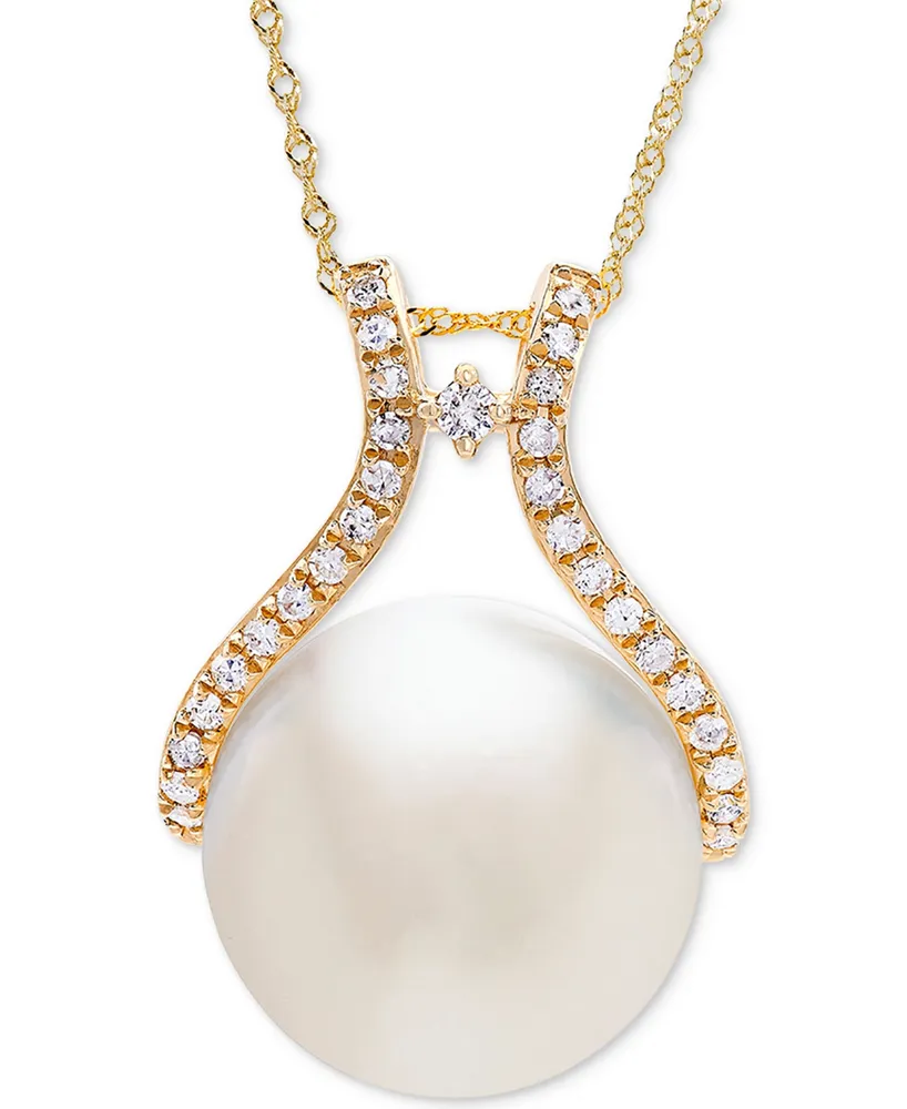 Macy's Pearl Necklace, 14k Gold Cultured Freshwater Pearl Pendant (11mm) -  Macy's