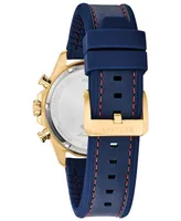 Bulova Men's Chronograph Marine Star Blue Leather & Silicone Strap Watch 43mm