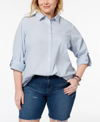 Tommy Hilfiger Plus Cotton Utility Shirt, Created for Macy's