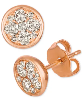 Le Vian Strawberry & Nude Diamond Cluster Stud Earrings (1/2 ct. t.w.) 14k Rose Gold (Also Available Yellow Gold)